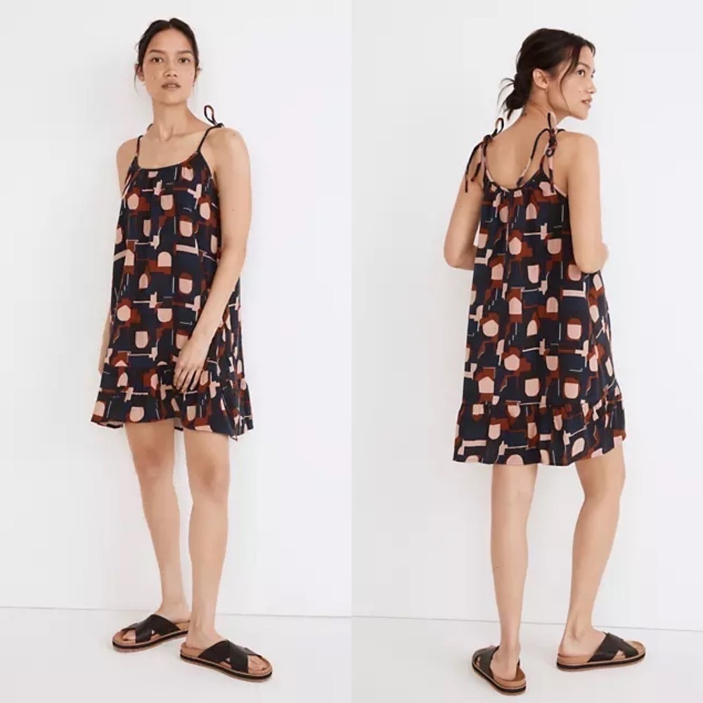 Madewell Lightestspun Tie-Strap Ruffle-Hem Cover-Up Dress in Color Collage
